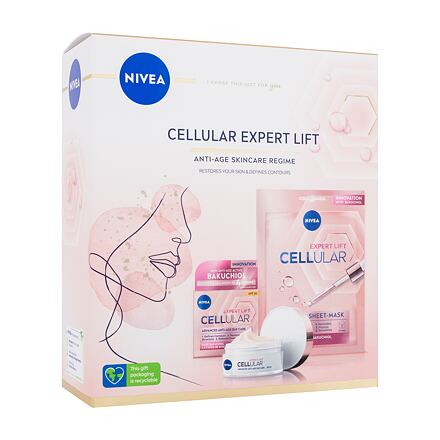 Nivea Cellular Expert Lift dárková sada denní pleťový krém Cellular Expert Lift 50 ml + textilní pleťová maska Cellular Expert Lift 1 ks pre ženy