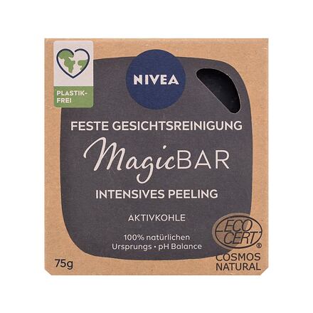 Nivea Magic Bar Exfoliating Active Charcoal hloubkově čisticí a exfoliační pleťové mýdlo s aktivním uhlím 75 g pro ženy