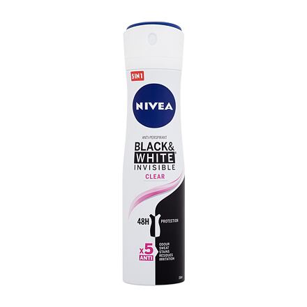 Nivea Black & White Invisible Clear 48h antiperspirant nezanechávající stopy na oblečení 150 ml pro ženy
