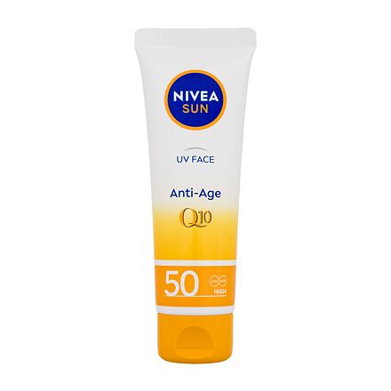 Nivea Sun UV Face Q10 Anti-Age SPF50 protivráskový opalovací krém 50 ml pro ženy