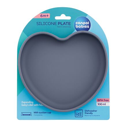 Canpol babies Silicone Suction Plate Heart Grey silikonový talíř s přísavkou 300 ml