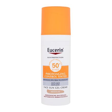 Eucerin Sun Protection Photoaging Control Tinted Gel-Cream SPF50+ opalovací a tónující gelový krém proti vráskám 50 ml odstín medium pro ženy
