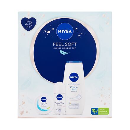 Nivea Feel Soft : sprchový gel Creme Soft 250 ml + antiperspirant roll-on Original Natural 50 ml + hydratační krém Soft 100 ml pro ženy