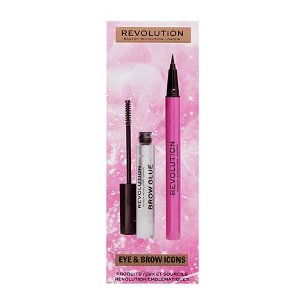 Makeup Revolution London Eye & Brow Icons Gift Set odstín transparentní : gel na obočí Brow Glue 3 ml+ oční linky Liquid Liner 0,5 ml