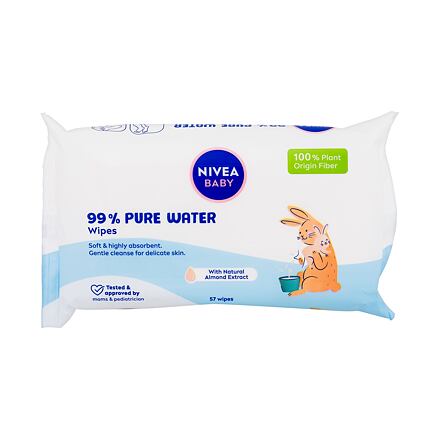 Nivea Baby 99% Pure Water Wipes čisticí vlhčené ubrousky s vysokým obsahem vody 57 ks