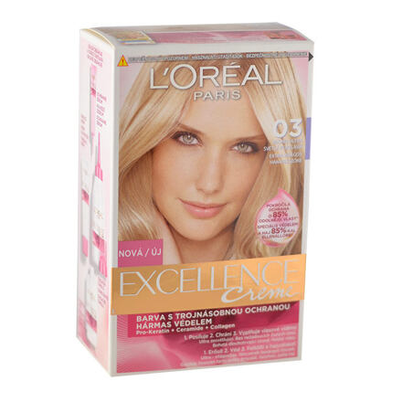 L'Oréal Paris Excellence Creme Triple Protection barva na vlasy na barvené vlasy na blond vlasy odstín 03 Lightest Natural Ash Blonde pro ženy