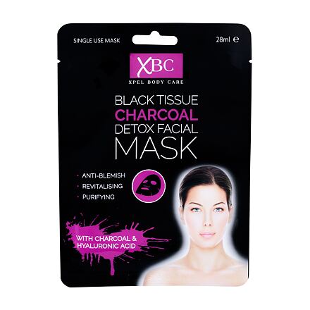 Xpel Body Care Black Tissue Charcoal Detox Facial Mask plátýnková pleťová maska 28 ml pro ženy