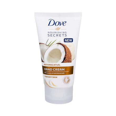 Dove Nourishing Secrets Restoring Ritual krém na suché ruce s kokosovým olejem a mandlovým mlékem 75 ml pro ženy