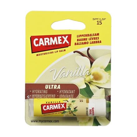 Carmex Ultra Moisturising Lip Balm Vanilla SPF15 hojivý balzám v tyčince s příchutí vanilky 4.25 g