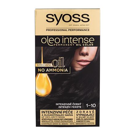 Syoss Oleo Intense Permanent Oil Color permanentní olejová barva na vlasy bez amoniaku 50 ml odstín 1-10 Intense Black pro ženy