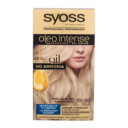 Syoss Oleo Intense Permanent Oil Color permanentní olejová barva na vlasy bez amoniaku 50 ml odstín 10-50 Ashy Blond pro ženy