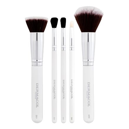 Dermacol Master Brush Face & Eyes Set odstín bílá : kosmetický štětec D51 1 ks + kosmetický štětec D55 1 ks + kosmetický štětec D82 1 ks + kosmetický štětec D81 1 ks + kosmetický štětec D83 1 ks