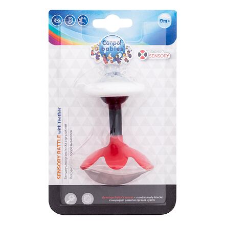 Canpol babies Sensory Rattle With Teether Red senzorické chrastítko s kousátkem