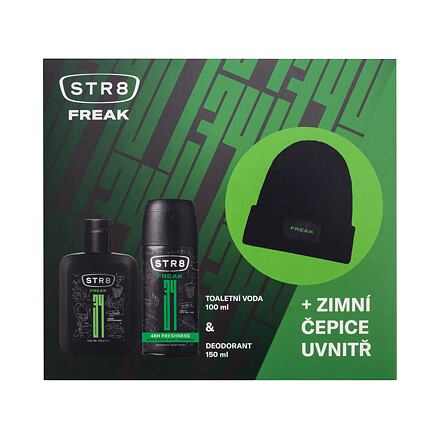 STR8 FREAK : EDT 100 ml + deodorant 150 ml + zimní čepice pro muže