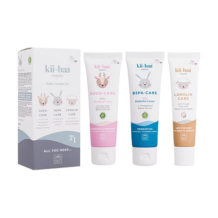 Kii-Baa Organic Baby Cream Set : dětský krém B5PA-CARE 50 g + dětský krém SUDO-CARE 50 g + dětská mast Lanolin Care 30 g pro děti