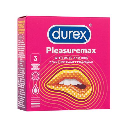 Durex Pleasuremax vroubkované kondomy s výstupky a silikonovým lubrikačním gelem 3 ks