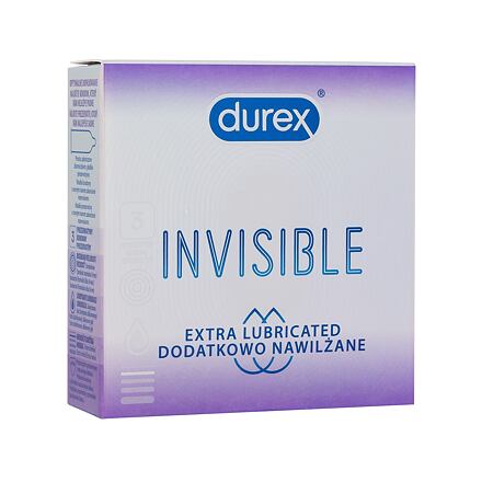 Durex Invisible Extra Lubricated extra tenké kondomy se silikonovým lubrikačním gelem 3 ks