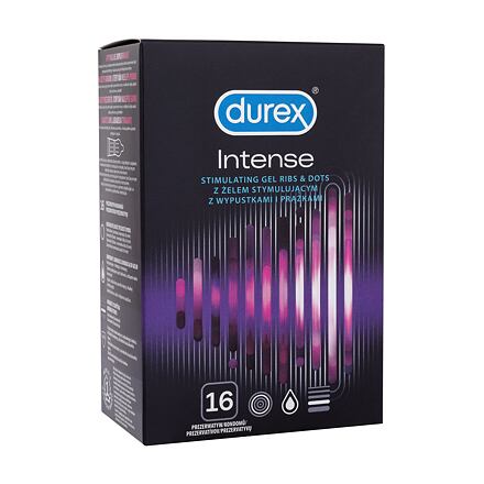 Durex Intense vroubkované kondomy se stimulujícími výstupky a gelem desirex 16 ks