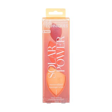 Real Techniques Solar Power Sunsoaked Sponge Trio oranžová : houbička na make-up Miracle Complexion Sponge 1 ks + houbička na make-up Miracle Complexion Sponge Midi 1 ks + houbička na make-up Miracle Complexion Sponge Mini 1 ks