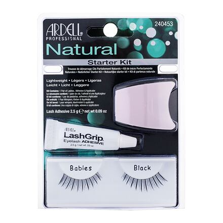 Ardell Natural Babies Black : umělé řasy Natural 1 pár + lepidlo na řasy LashGrip 2,5 g + aplikátor 1 ks