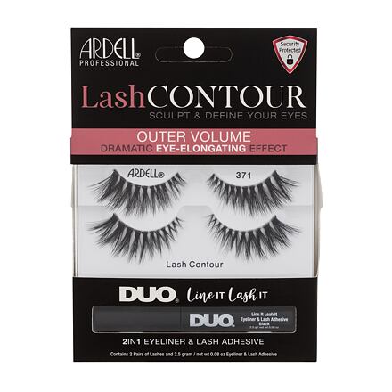 Ardell Lash Contour 371 Black : umělé řasy Lash Contour 371 2 páry + lepidlo na řasy a oční linka Duo Line It Lash It 2in1 Eyeliner & Lash Adhesive 2,5 g