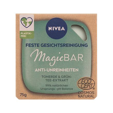 Nivea Magic Bar Anti-Blemishes Clay & Green Tea čisticí a exfoliační pleťové mýdlo 75 g pro ženy
