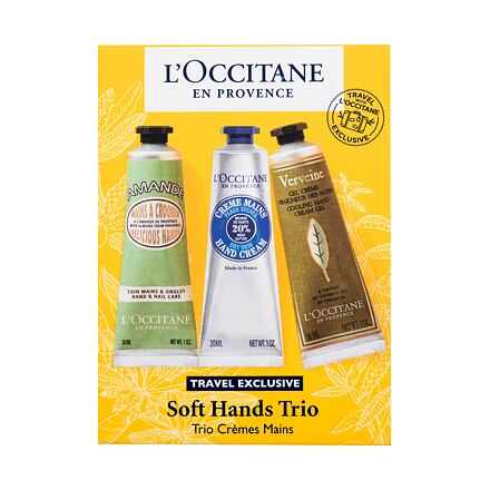 L'Occitane Soft Hands Trio : krém na ruce Almond Delicious Hands 30 ml + krém na ruce Shea Hand Cream Dry Skin 30 ml + krém na ruce Verveine Cooling Hand Cream Gel 30 ml pro ženy