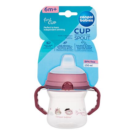 Canpol babies Bonjour Paris First Cup Pink 6m+ hrneček se silikonovým pítkem 150 ml