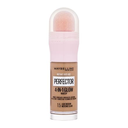 Maybelline Instant Anti-Age Perfector 4-In-1 Glow rozjasňující tekutý make-up s houbičkou 20 ml 1.5 Light Medium