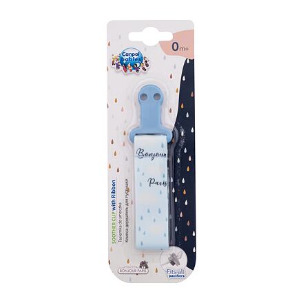 Canpol babies Bonjour Paris Soother Clip With Ribbon Blue stužka na dudlík s klipem