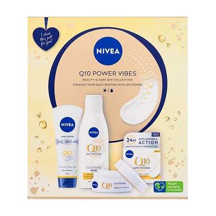 Nivea Q10 Power Vibes : denní pleťový krém Q10 Anti-Wrinkle Power 50 ml + čístící pleťové mléko Q10 Anti-Wrinkle Power 200 ml + krém na ruce Q10 Hand Cream 100 ml pro ženy