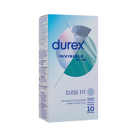 Durex Invisible Slim tenké a užší kondomy se silikonovým lubrikačním gelem 10 ks