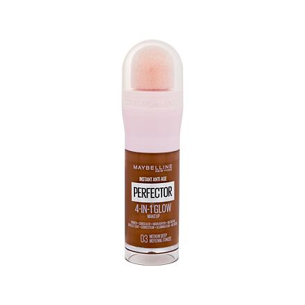 Maybelline Instant Anti-Age Perfector 4-In-1 Glow rozjasňující tekutý make-up s houbičkou 20 ml odstín 03 Medium Deep