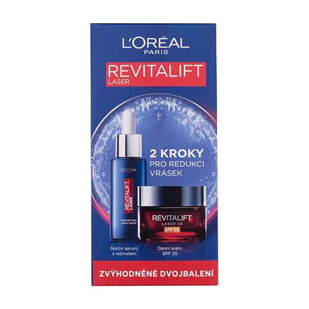 L'Oréal Paris Revitalift Laser Pure Retinol Night Serum : noční pleťové sérum Revitalift Laser Pure Retinol Night Serum 50 ml + denní pleťový krém Revitalift Laser X3 SPF25 50 ml pro ženy