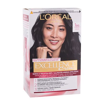 L'Oréal Paris Excellence Creme Triple Protection barva na vlasy na barvené vlasy na všechny typy vlasů 48 ml odstín 100 Black pro ženy