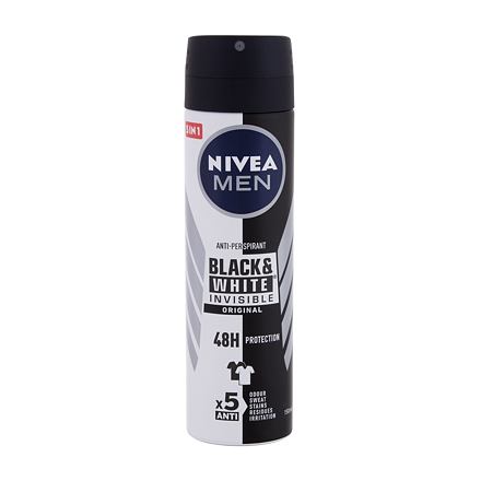 Nivea Men Invisible For Black & White Original Deospray antiperspirant nezanechávající stopy na oblečení 150 ml pro muže