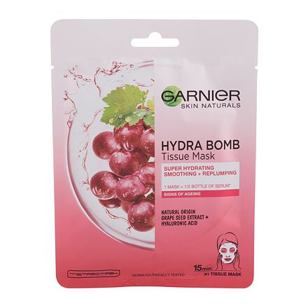 Garnier Skin Naturals Hydra Bomb Natural Origin Grape Seed Extract hydratační a rozjasňující plátýnková maska proti stárnutí pro ženy