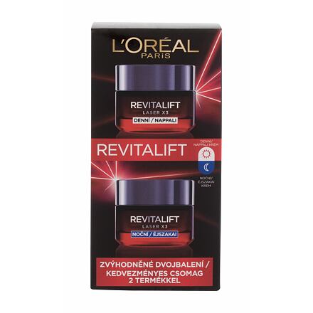 L'Oréal Paris Revitalift Laser X3 Day Cream : denní pleťový krém Revitalift Laser X3 50 ml + noční pleťový krém Revitalift Laser X3 50 ml pro ženy
