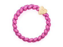 Gumička na vlasy By Eloise London Woven Gold Heart Bubblegum Pink 1 ks Bubblegum Pink