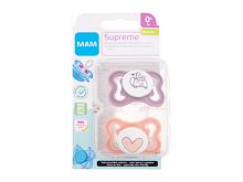 Dudlík MAM Supreme Silicone Pacifier 0m+ Violet & Orange 2 ks