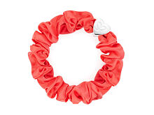 Gumička na vlasy By Eloise London Silk Scrunchie Silver Heart 1 ks Neon Peach