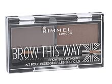 Set a paletka na obočí Rimmel London Brow This Way 2,4 g 002 Medium Brown