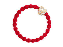 Gumička na vlasy By Eloise London Bling Charms Diamanté Bubble Heart 1 ks Cherry Red