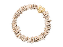 Gumička na vlasy By Eloise London Skinny Silk Scrunchie Gold Heart 1 ks Sand