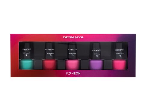 Lak na nehty Dermacol Neon Nail Polish Set 2022 5 ml 27 Neon Explosion poškozená krabička Kazeta