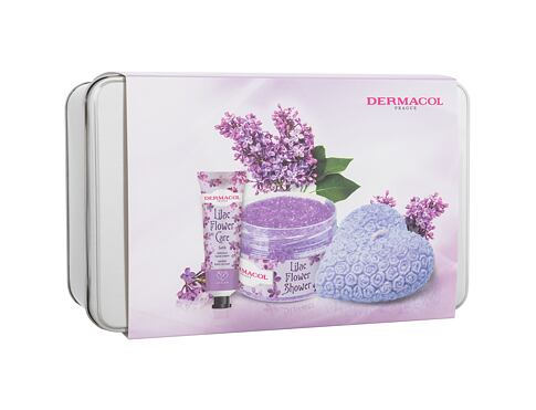Tělový peeling Dermacol Lilac Flower Shower Body Scrub 200 g Kazeta