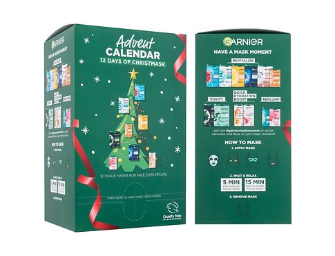 Pleťová maska Garnier Advent Calendar 12 Days Of Christmask 1 ks poškozená krabička Kazeta
