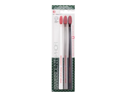 Klasický zubní kartáček Swissdent Profi Colours Trio Soft-Medium 3 ks White, Grey, Black