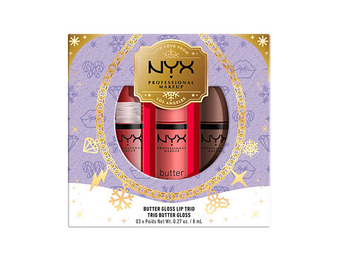 Lesk na rty NYX Professional Makeup Mrs. Claus Butter Gloss Lip Trio 24 ml Kazeta