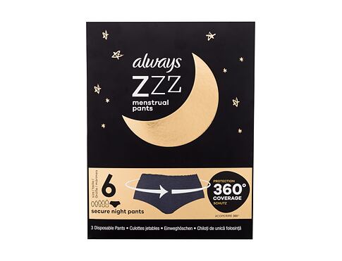 Menstruační kalhotky Always Zzz Menstrual Pants 3 ks poškozená krabička